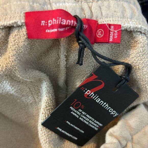 n: philanthropy Cargo Drawstring Sweatpants Beige Tan Size XL NEW - Picture 8 of 10